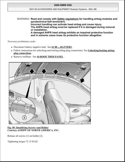 BMW 6 Series E63-E64 2003 To 2010 Service Repair Manual