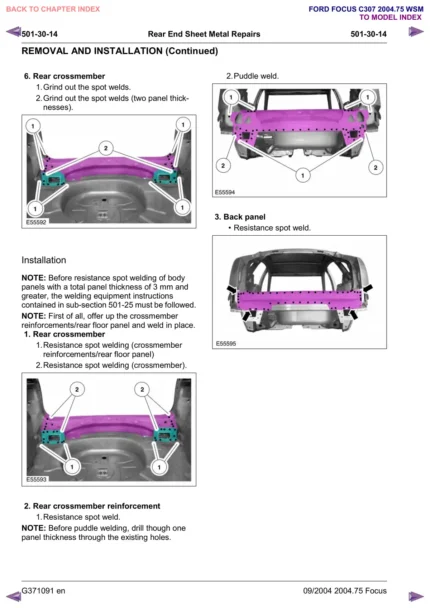 Ford Focus C307 Mk2 2004 To 2009 Service Repair Manual