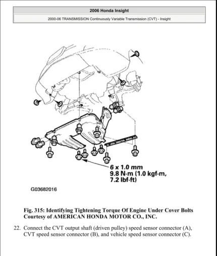 Honda Insight 2000 To 2006 Service Repair Manual