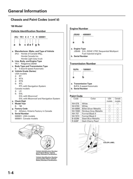 Honda Ridgeline 2006 To 2008 Service Repair Manual